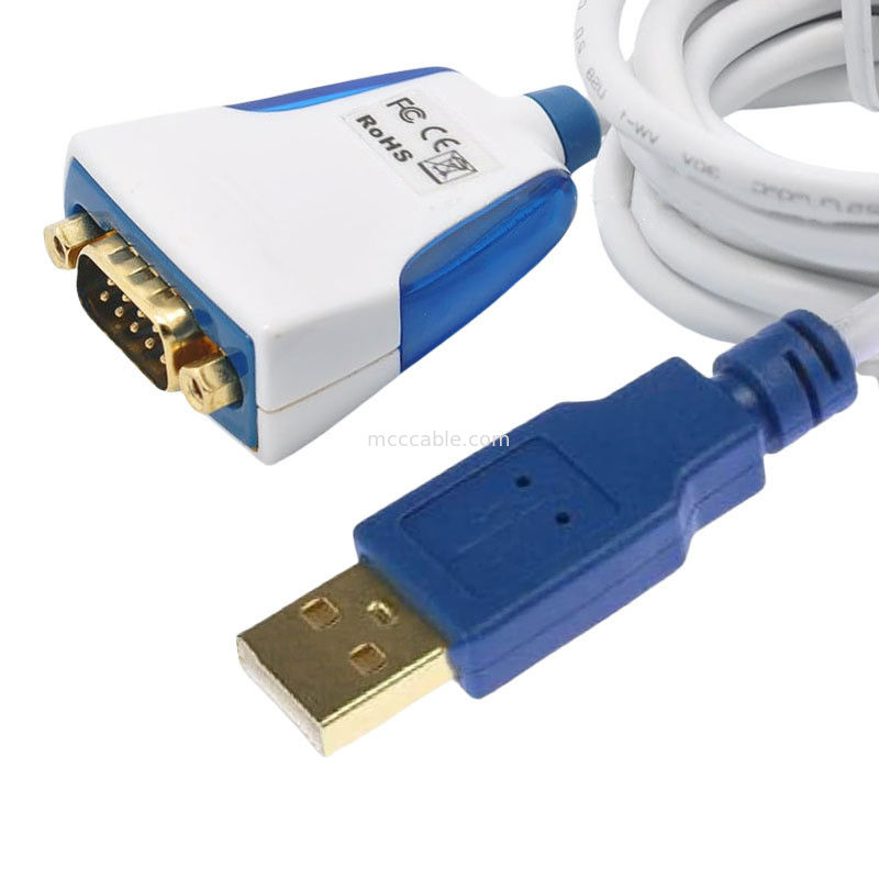 Kabel serial USB-A ke RS232 dengan konektor elektronik tertanam dan DB9M industri