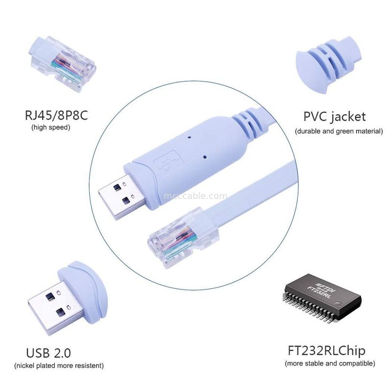 Konektor Harness Khusus Industri USB Ke RJ45 Ke 8P8C Crystal Head Ke RS232 Serial Port Switch Control Cable