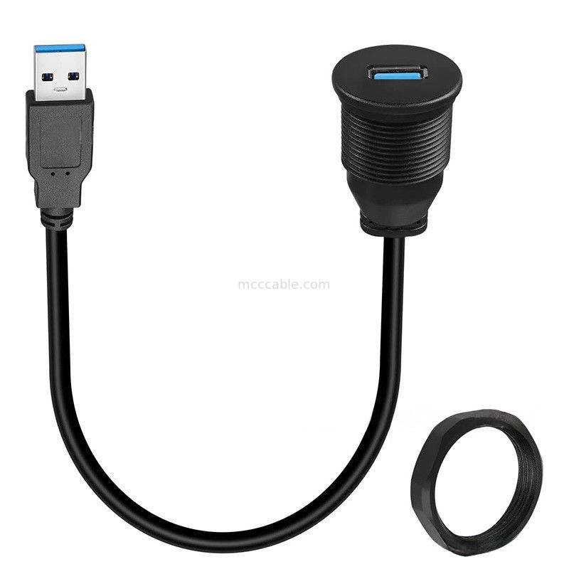 Custom harness USB3.0 calbe Kabel panel dashboard mobil kepala bulat USB3.0 kabel ekstensi laki-laki ke perempuan kabel tahan air
