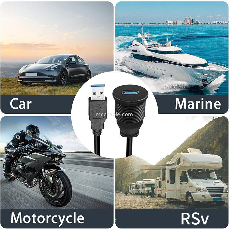 Custom harness USB3.0 calbe Kabel panel dashboard mobil kepala bulat USB3.0 kabel ekstensi laki-laki ke perempuan kabel tahan air