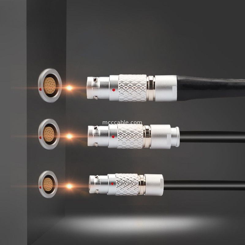 Konektor Pengunci Otomatis Tarik Dorong Seri LEB FGG.1B 7Pin Konektor Melingkar Industri Steker Penerbangan Pria