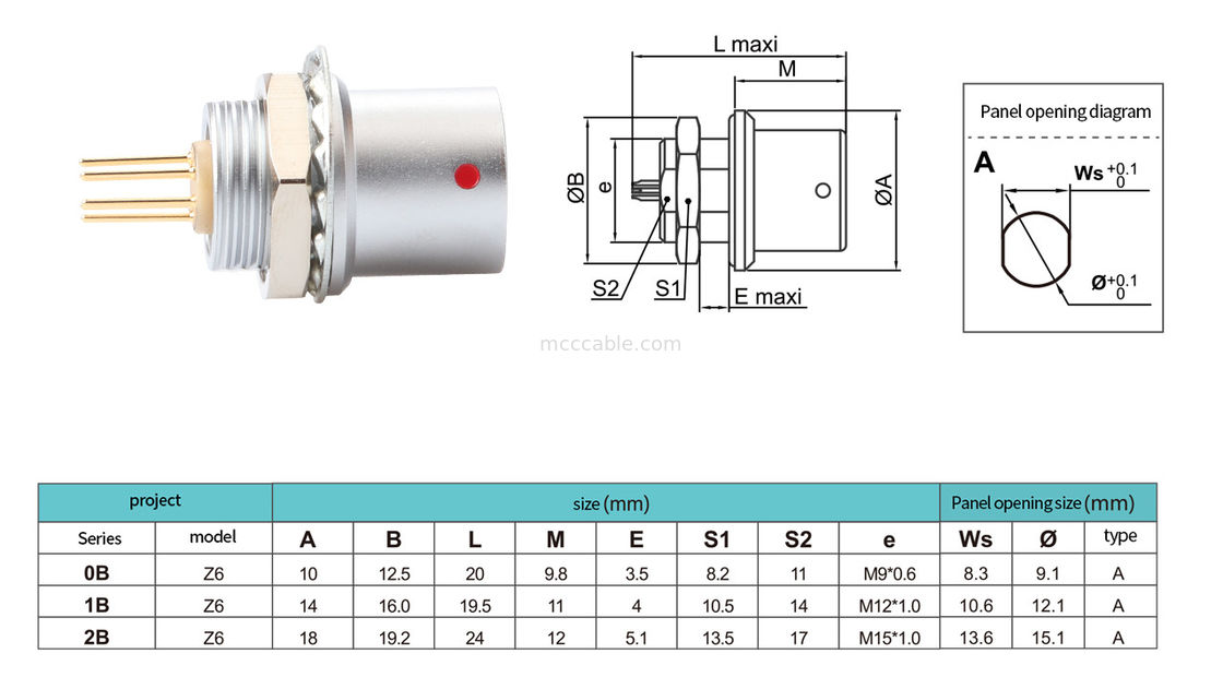 Push-pull konektor penguncian diri Kontrol industri lingkaran B Seri Z6 Konektor 6-pin Wanita ke 6-pin Sensor sinyal