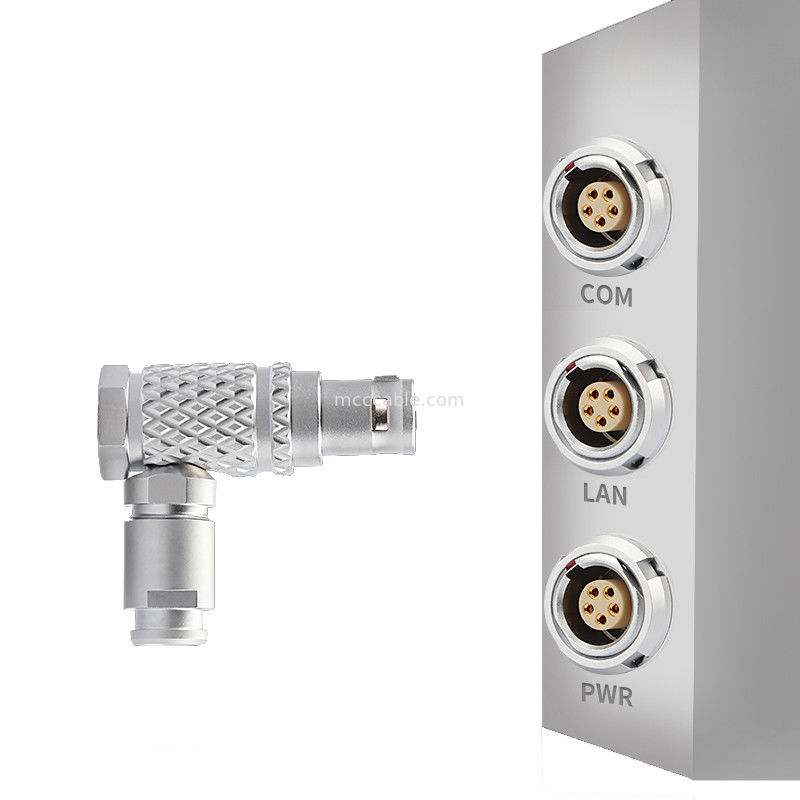 90° Angle Plug T3 5Pin B Series Lingkaran Push-Pull Self-locking Connector Untuk Kontrol Industri