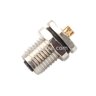 Konektor tahan air industri melingkar M5 Kode-A 4Pin Panel Flange PCB Female Socket IP67