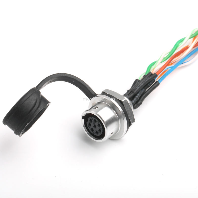 IP67 Waterproof 8-Pin Circular Connector SA812/S8S dengan kabel CAT5e untuk sistem kamera