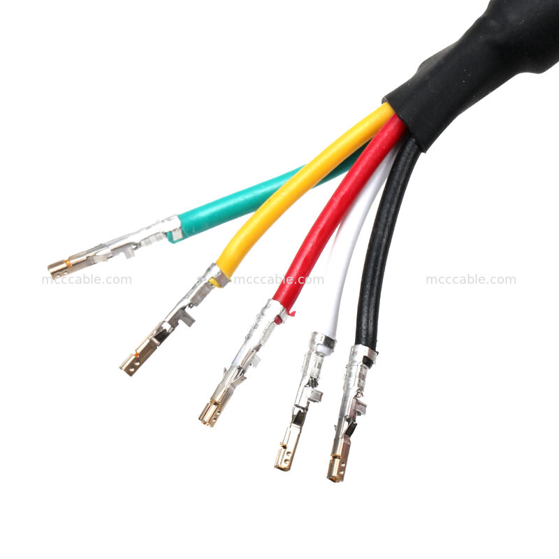 Custom Shielded Power Cable Assembly dengan 18AWG 4-Core Crimp Terminals