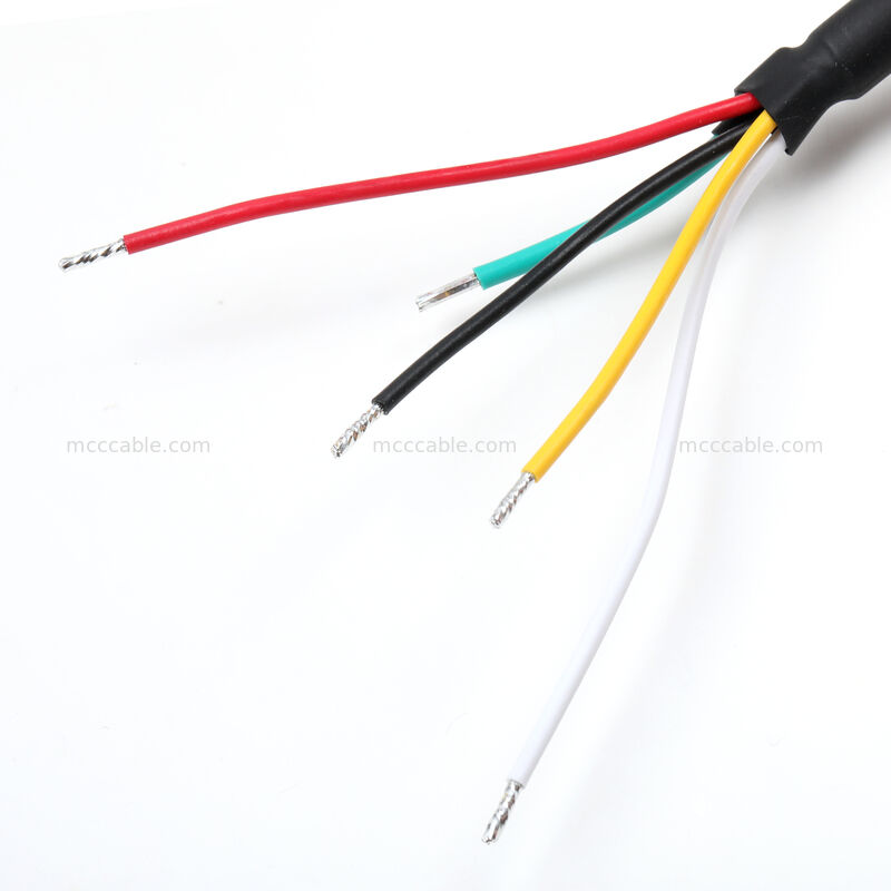 Custom Shielded Power Cable Assembly dengan 18AWG 4-Core Crimp Terminals