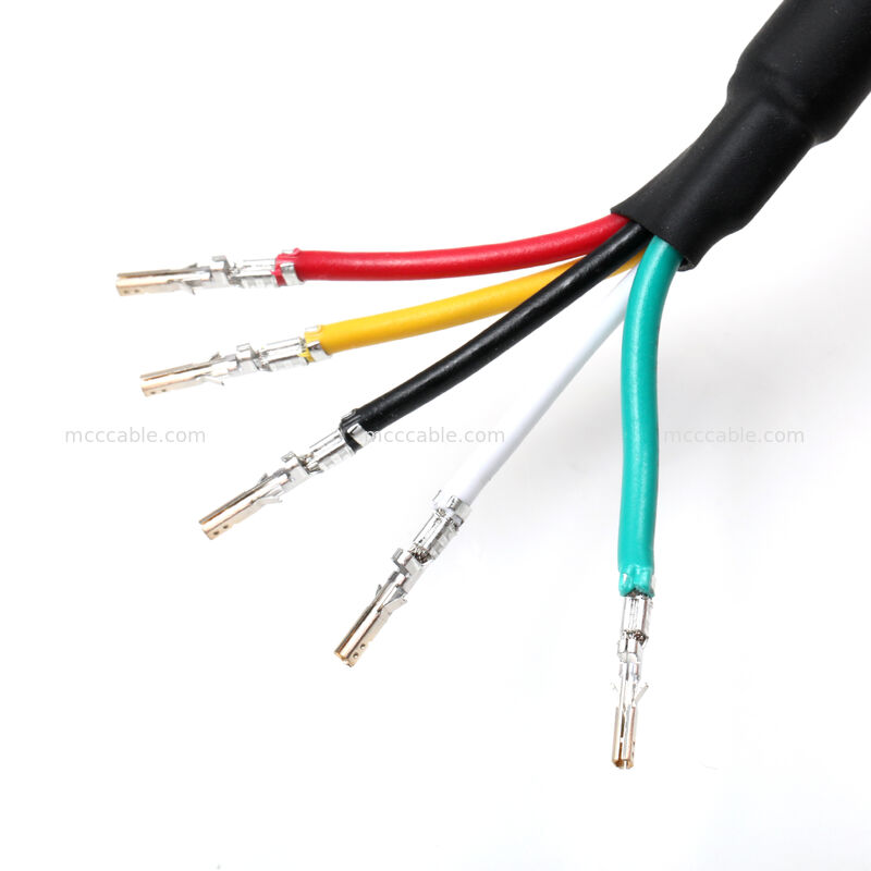 Custom Shielded Power Cable Assembly dengan 18AWG 4-Core Crimp Terminals