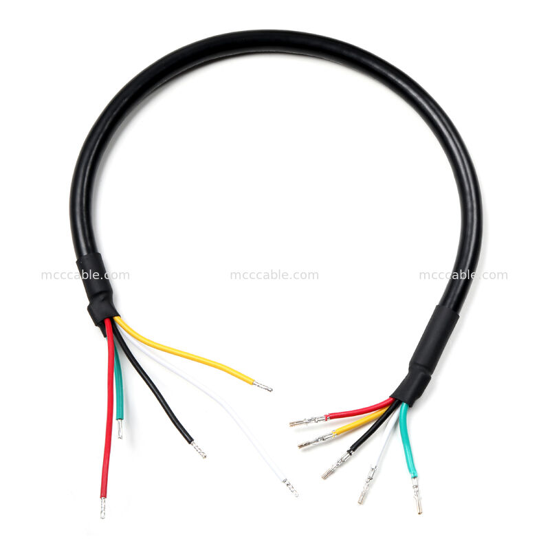 Custom Shielded Power Cable Assembly dengan 18AWG 4-Core Crimp Terminals