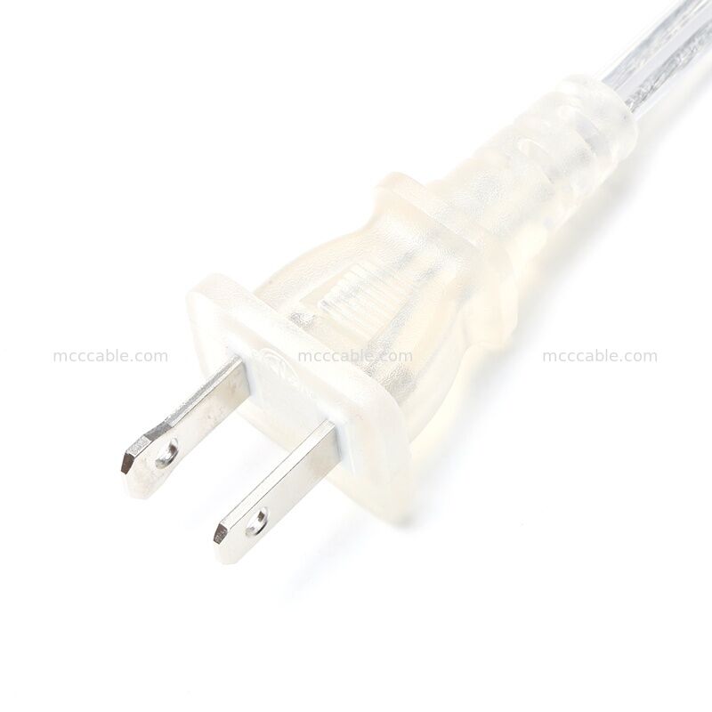 Custom Transparan Polarized Two-Prong Power Cord Assembly dengan Kabel 18AWG SPT-2