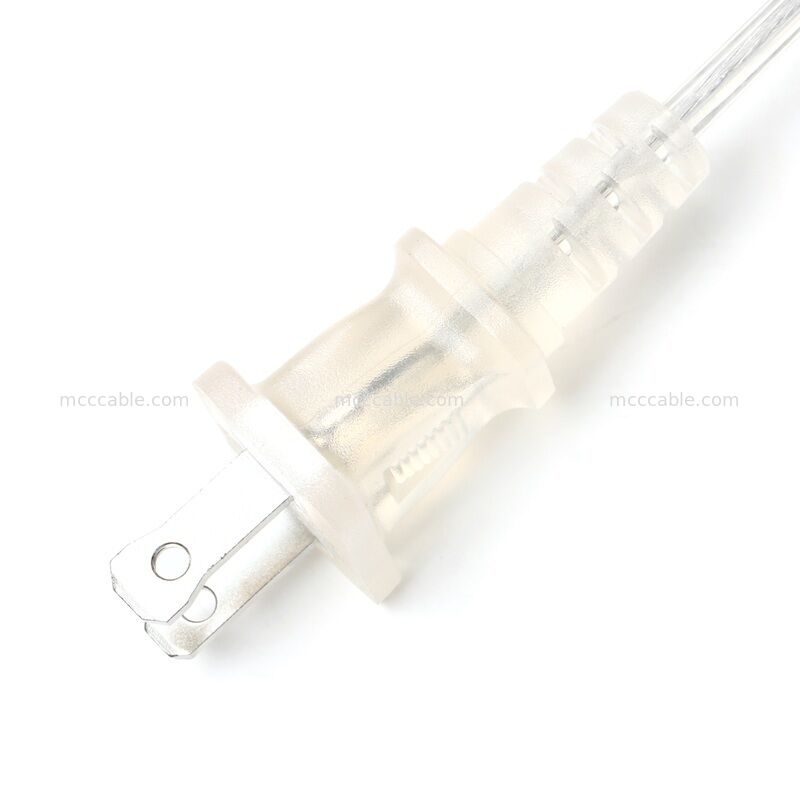 Custom Transparan Polarized Two-Prong Power Cord Assembly dengan Kabel 18AWG SPT-2