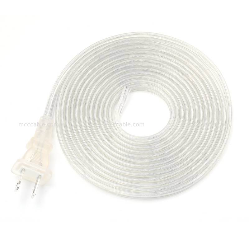 Custom Transparan Polarized Two-Prong Power Cord Assembly dengan Kabel 18AWG SPT-2