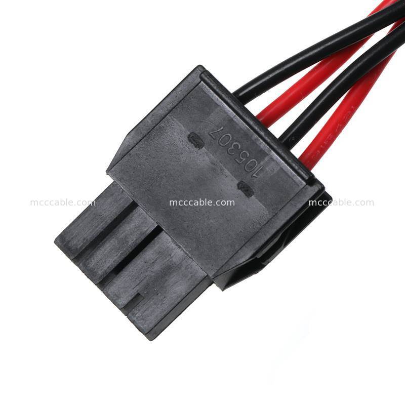4 Pin Nano-Fit to MTA156 Power Supply Cable Assembly 15V AWG22 Custom Wire Harness